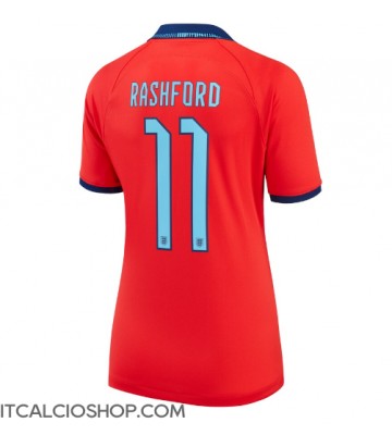 Inghilterra Marcus Rashford #11 Seconda Maglia Femmina Mondiali 2022 Manica Corta